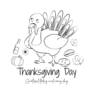 Free Thanksgiving Day Outline Clip Art Template to Edit Online