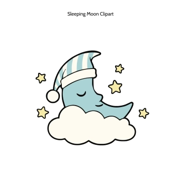 Free Sleeping Moon Vector Clipart (PNG, SVG) to Edit Online