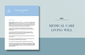 Medical Care Living Will Template