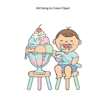 Free Kid Eating Ice Cream Vector Clipart (PNG, SVG) to Edit Online