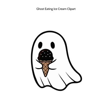 Free Ghost Eating Ice Cream Vector Clipart (PNG, SVG) to Edit Online