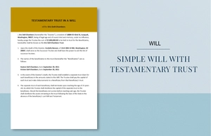 Simple Will With Testamentary Trust Template