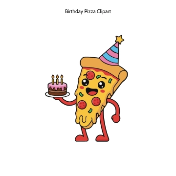 Free Birthday Pizza Cartoon Vector Clipart (PNG, SVG) to Edit Online