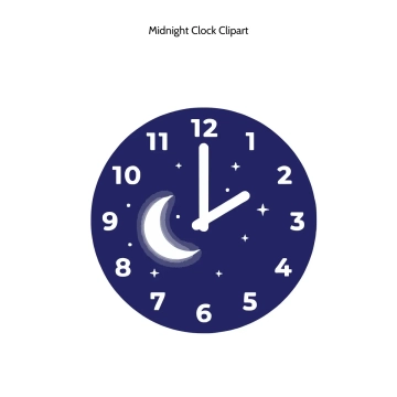 Free Midnight Clock Vector Clipart (PNG, SVG) to Edit Online