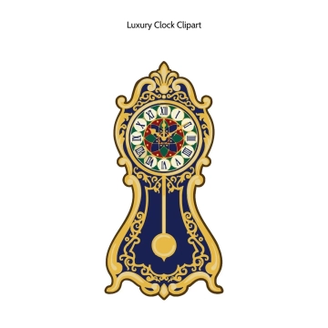 Free Luxury Clock Vector Clipart (PNG, SVG) to Edit Online