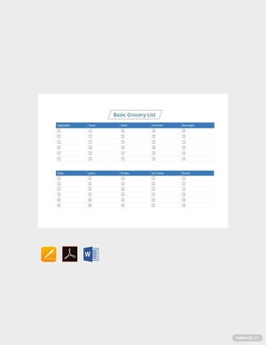 Basic Grocery List Template