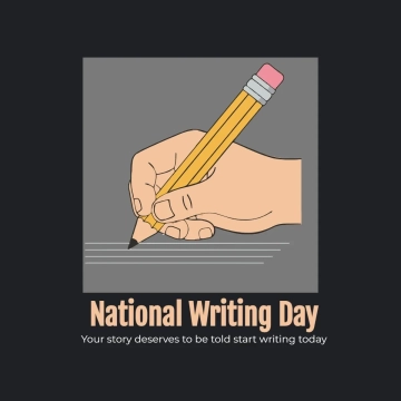 Free National Writing Day Black Clip Art Template to Edit Online