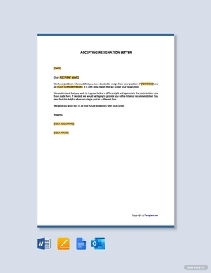 Accept a Resignation Letter Template