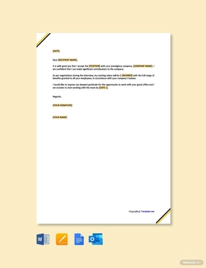 Employer Job Acceptance Letter Template