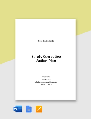 Saftey Corrective Action Plan Template