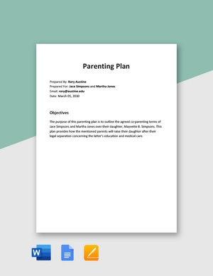Basic Parenting Plan Template