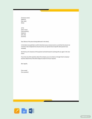 Sample Letter for Acknowledgement of Receipt