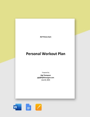 Personal Workout Plan Template