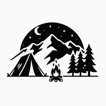 Free Camping Silhouette Template to Edit Online