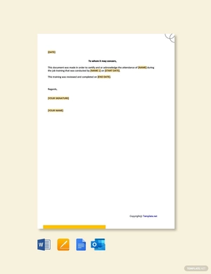 Job Training Acknowledgement Letter