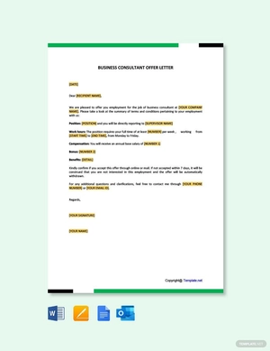 Business Consultant Offer Letter Template