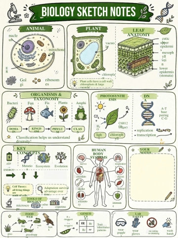 Free Biology Sketchnote Template to Edit Online
