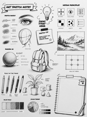 Free Art Sketchnote Template to Edit Online