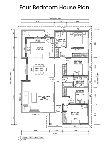Free Four Bedroom House Plan Template to Edit Online
