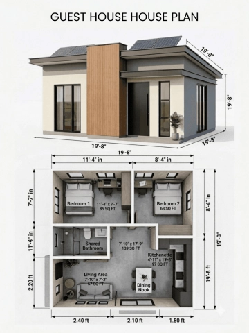 Free Guest House House Plan Template to Edit Online