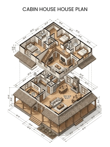 Free Cabin House House Plan Template to Edit Online