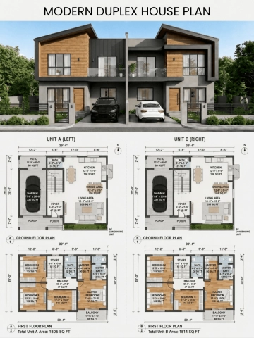 Free Duplex House Plan Template to Edit Online