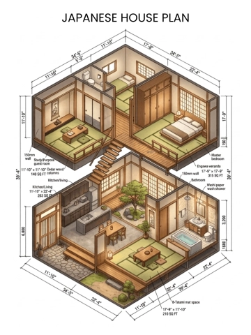Free Japanese House Plan Template to Edit Online