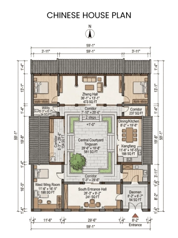Free Chinese House Plan Template to Edit Online