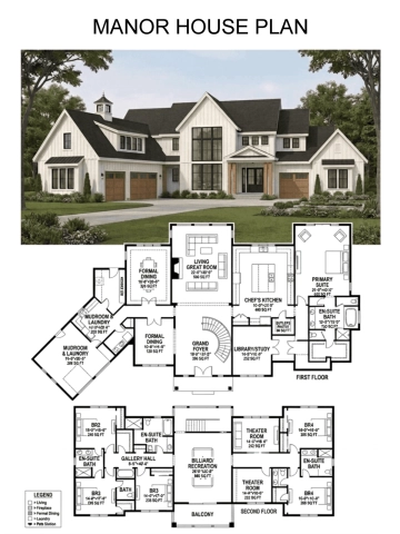 Free Manor House Plan Template to Edit Online