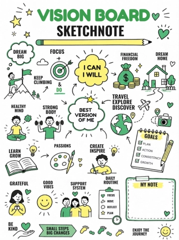 Free Vision Board Sketchnote Template to Edit Online
