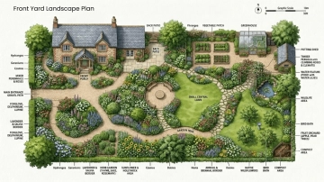 Free Front Yard Landscape Plan Template to Edit Online