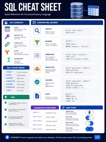 Free SQL Cheat Sheet Template to Edit Online