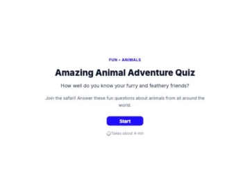 Free animals quiz for kids to Edit Online