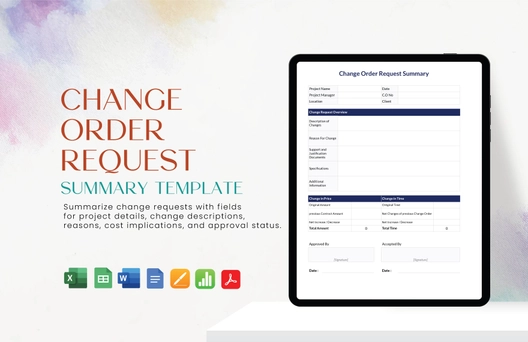 Change Order Request Summary Template