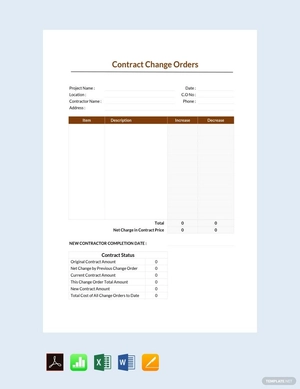 Contract Change Order Template
