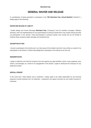 General Waiver and Release Template