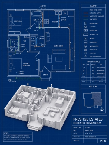 Free Residential Plumbing Blueprint Template to Edit Online