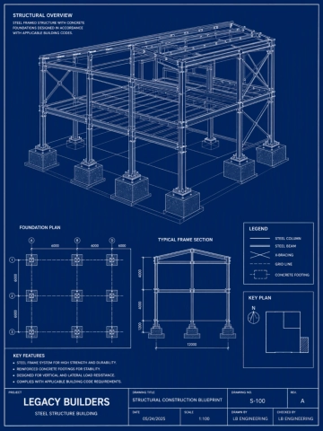 Free Structural Construction Blueprint Template to Edit Online