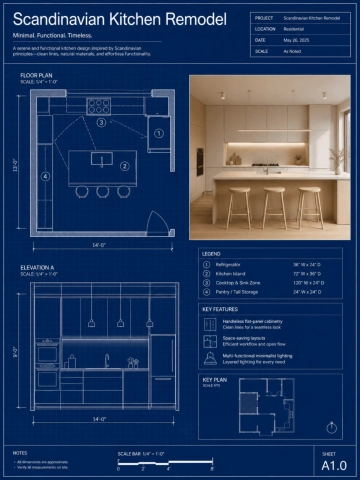Free Kitchen Remodeling Blueprint Template to Edit Online