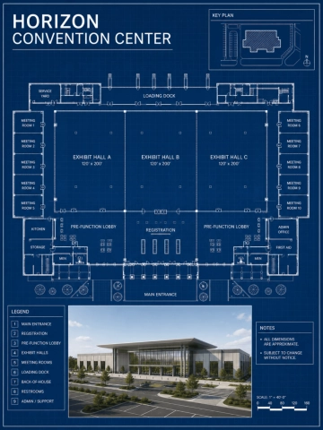 Free Convention Center Blueprint Template to Edit Online