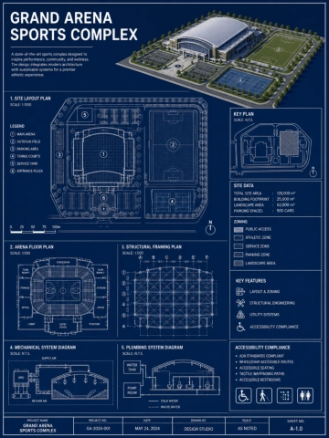 Free Sports Complex Blueprint Template to Edit Online