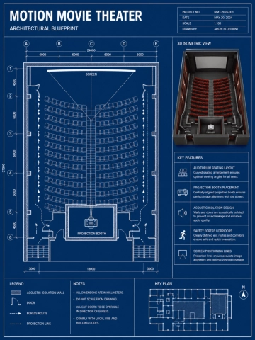 Free Cinema Theater Blueprint Template to Edit Online