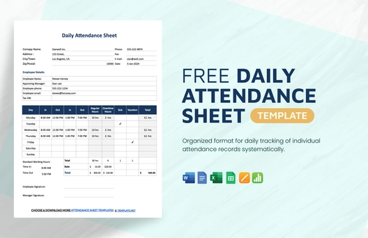 Daily Attendance Sheet Template
