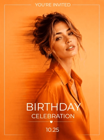 Modern Elegant Orange Birthday Invitation Template