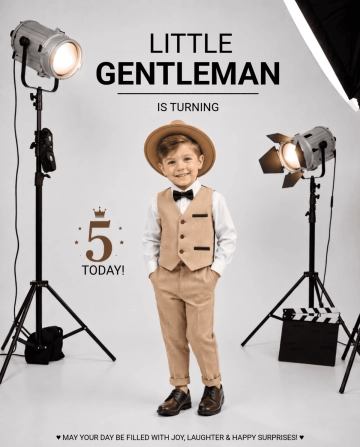 Little Gentleman 5th Birthday Invitation