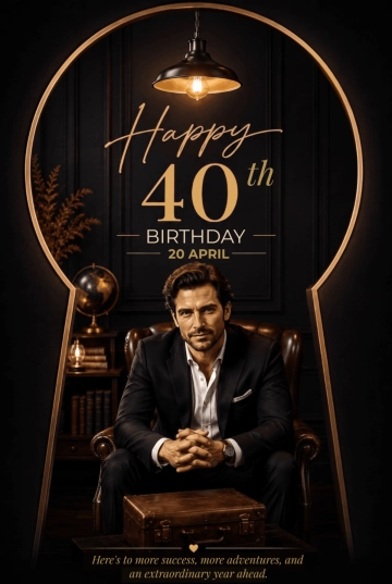 Golden Keyhole Luxury 40th Birthday Invitation