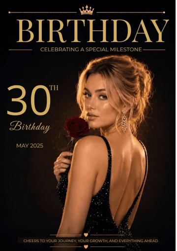 Golden Spotlight 30th Birthday Invitation