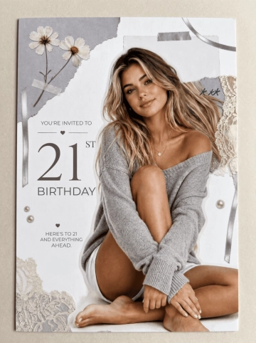 Silver Scrapbook 21st Birthday Invitation