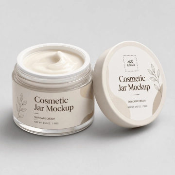 Free Open Cosmetic Jar Mockup Template to Edit Online