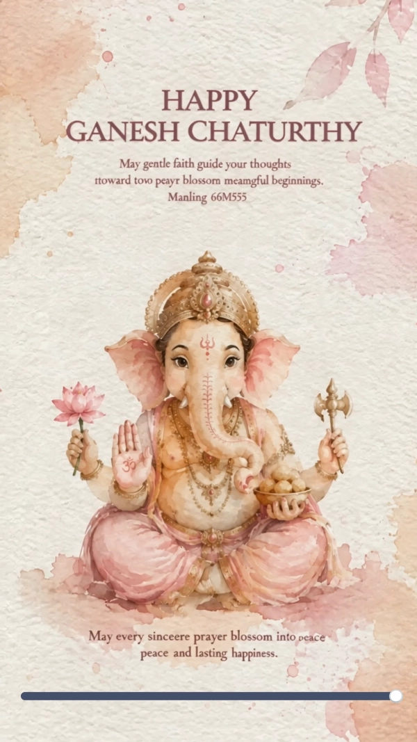 Watercolor Ganesh Chaturthi Wishes Video Template